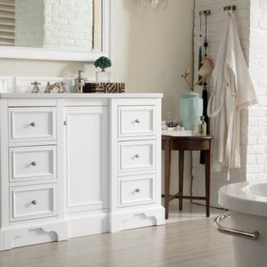 James Martin 825-V48-BW-3AF De Soto 49 Inch Single Vanity in Bright White with 3 cm Arctic Fall Solid Surface Top