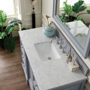 James Martin 825-V48-SL-3CAR De Soto 49 Inch Single Vanity in Silver Gray with 3 cm Carrara Marble Top