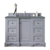 James Martin 825-V48-SL-3CBL De Soto 49 1/4 Inch Single Vanity Cabinet with Cala Blue Quartz Top - Silver Gray