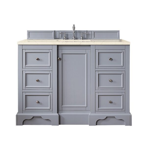 James Martin 825-V48-SL-3EMR De Soto 48 Inch Single Vanity in Silver Gray with 3 CM Eternal Marfil Quartz Top