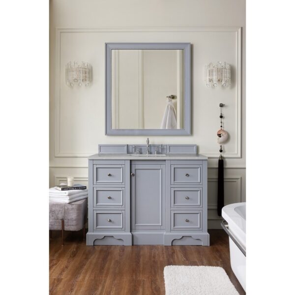 James Martin 825-V48-SL-3ESR De Soto 48 Inch Single Vanity in Silver Gray with 3 CM Eternal Serena Quartz Top