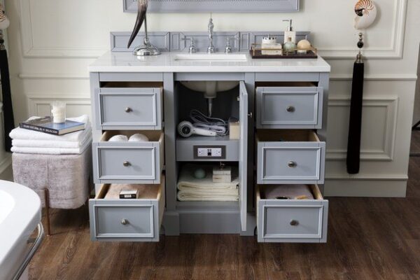 James Martin 825-V48-SL-3CAR De Soto 49 Inch Single Vanity in Silver Gray with 3 cm Carrara Marble Top