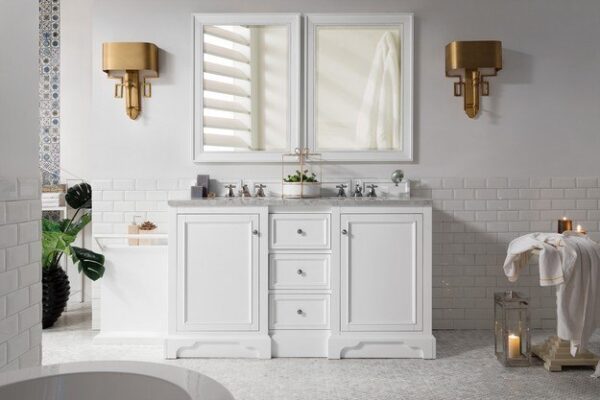 James Martin 825-V60D-BW De Soto 61 Inch Double Vanity in Bright White