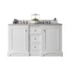 James Martin 825-V60D-BW-3CSP De Soto 61 Inch Double Vanity in Bright White with 3 cm Charcoal Soapstone Quartz Top with Sink