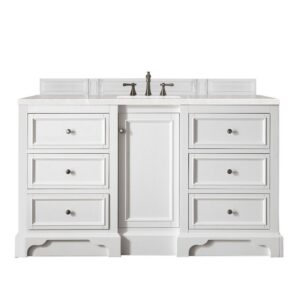 James Martin 825-V60S-BW-3ESR De Soto 60 Inch Single Vanity in Bright White with 3 CM Eternal Serena Quartz Top