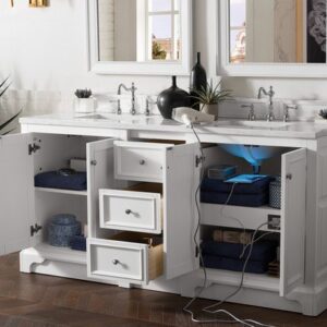 James Martin 825-V72-BW-3AF De Soto 73 Inch Double Vanity in Bright White with 3 cm Arctic Fall Solid Surface Top