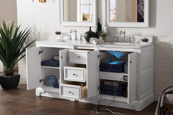 James Martin 825-V72-BW De Soto 73 Inch Double Vanity in Bright White