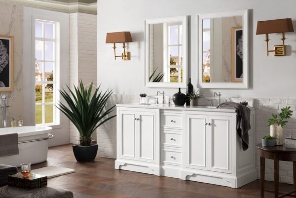 James Martin 825-V72-BW-3AF De Soto 73 Inch Double Vanity in Bright White with 3 cm Arctic Fall Solid Surface Top