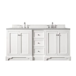 James Martin 825-V72-BW-3ESR De Soto 72 Inch Double Vanity in Bright White with 3 CM Eternal Serena Quartz Top