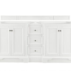 James Martin 825-V72-BW-3GEX De Soto 73 Inch Double Vanity in Bright White with 3 cm Grey Expo Quartz Top with Sink