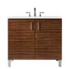 James Martin 850-V36-AWT-3ESR Metropolitan 36 Inch Single Vanity in American Walnut with 3 CM Eternal Serena Quartz Top