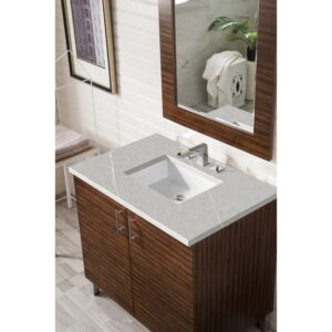 James Martin 850-V36-AWT-3ESR Metropolitan 36 Inch Single Vanity in American Walnut with 3 CM Eternal Serena Quartz Top