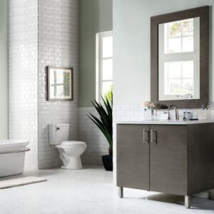 James Martin 850-V36-SOK-3CAR Metropolitan 36 Inch Silver Oak Single Vanity with 3 cm Carrara Marble Top