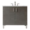 James Martin 850-V36-SOK-3ENC Metropolitan 36 Inch Single Vanity Cabinet with Ethereal Noctis Quartz Top - Silver Oak