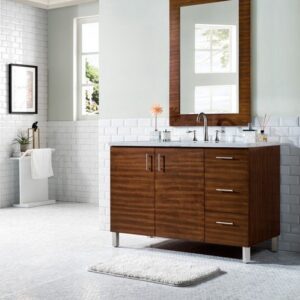 James Martin 850-V48-AWT-3CAR Metropolitan 48 Inch American Walnut Single Vanity with 3 cm Carrara Marble Top