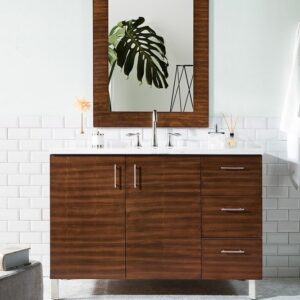 James Martin 850-V48-AWT-3AF Metropolitan 48 Inch American Walnut Single Vanity with 3 cm Arctic Fall Solid Surface Top