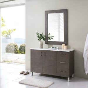 James Martin 850-V48-SOK-3GEX Metropolitan 48 Inch Single Vanity in Silver Oak with 3 cm Grey Expo Quartz Top with Sink