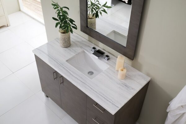 James Martin 850-V48-SOK-3AF Metropolitan 48 Inch Silver Oak Single Vanity with 3 cm Arctic Fall Solid Surface Top