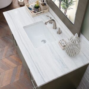 James Martin 850-V48-SOK-3GEX Metropolitan 48 Inch Single Vanity in Silver Oak with 3 cm Grey Expo Quartz Top with Sink