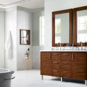 James Martin 850-V60D-AWT-3EJP Metropolitan 60 Inch Double Vanity in American Walnut with 3 cm Eternal Jasmine Pearl Quartz Top with Sink