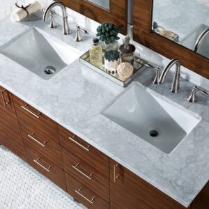 James Martin 850-V60D-AWT-3CAR Metropolitan 60 Inch American Walnut Double Vanity with 3 cm Carrara Marble Top