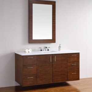 James Martin 850-V60S-AWT-3AF Metropolitan 60 Inch American Walnut Single Vanity with 3 cm Arctic Fall Solid Surface Top