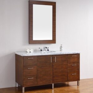 James Martin 850-V60S-AWT-3AF Metropolitan 60 Inch American Walnut Single Vanity with 3 cm Arctic Fall Solid Surface Top