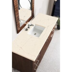 James Martin 850-V60S-AWT-3EMR Metropolitan 60 Inch Single Vanity in American Walnut with 3 CM Eternal Marfil Quartz Top