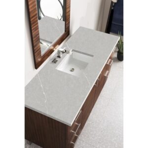 James Martin 850-V60S-AWT-3ESR Metropolitan 60 Inch Single Vanity in American Walnut with 3 CM Eternal Serena Quartz Top