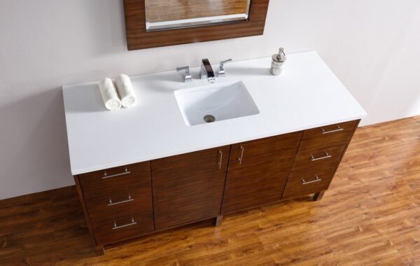 James Martin 850-V60S-AWT-3AF Metropolitan 60 Inch American Walnut Single Vanity with 3 cm Arctic Fall Solid Surface Top