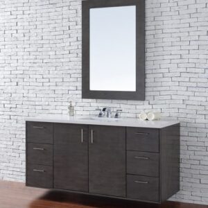 James Martin 850-V60S-SOK-3AF Metropolitan 60 Inch Silver Oak Single Vanity with 3 cm Arctic Fall Solid Surface Top