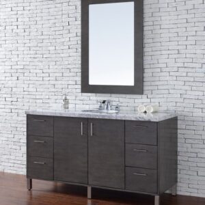 James Martin 850-V60S-SOK-3AF Metropolitan 60 Inch Silver Oak Single Vanity with 3 cm Arctic Fall Solid Surface Top