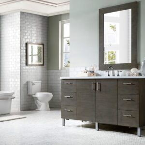 James Martin 850-V60S-SOK-3AF Metropolitan 60 Inch Silver Oak Single Vanity with 3 cm Arctic Fall Solid Surface Top