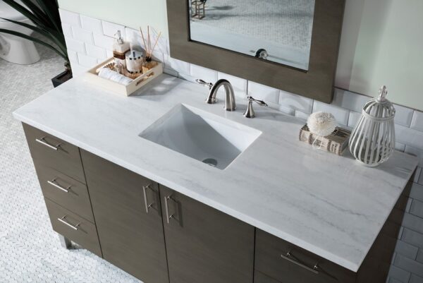 James Martin 850-V60S-SOK-3AF Metropolitan 60 Inch Silver Oak Single Vanity with 3 cm Arctic Fall Solid Surface Top