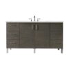 James Martin 850-V60S-SOK-3ENC Metropolitan 60 Inch Single Vanity Cabinet with Ethereal Noctis Quartz Top - Silver Oak