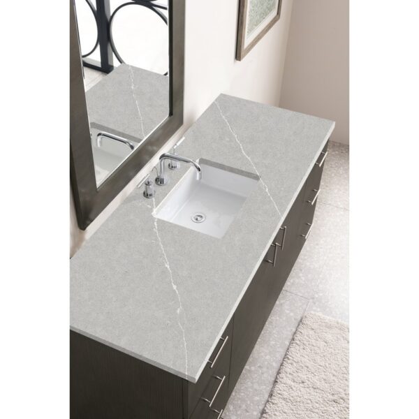 James Martin 850-V60S-SOK-3ESR Metropolitan 60 Inch Single Vanity in Silver Oak with 3 CM Eternal Serena Quartz Top