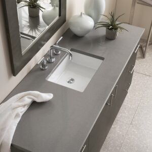 James Martin 850-V60S-SOK-3GEX Metropolitan 60 Inch Single Vanity in Silver Oak with 3 cm Grey Expo Quartz Top with Sink