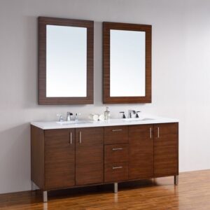 James Martin 850-V72-AWT-3AF Metropolitan 72 Inch American Walnut Double Vanity with 3 cm Arctic Fall Solid Surface Top