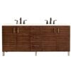 James Martin 850-V72-AWT-3EMR Metropolitan 72 Inch Double Vanity in American Walnut with 3 CM Eternal Marfil Quartz Top