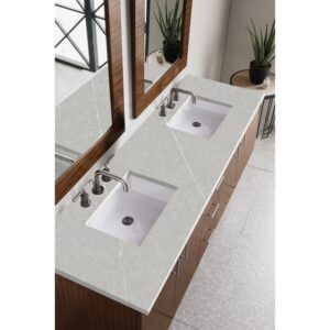 James Martin 850-V72-AWT-3ESR Metropolitan 72 Inch Double Vanity in American Walnut with 3 CM Eternal Serena Quartz Top