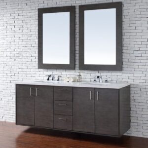 James Martin 850-V72-SOK-3AF Metropolitan 72 Inch Silver Oak Double Vanity with 3 cm Arctic Fall Solid Surface Top