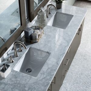 James Martin 850-V72-SOK-3CAR Metropolitan 72 Inch Silver Oak Double Vanity with 3 cm Carrara Marble Top