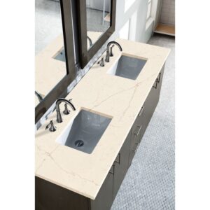 James Martin 850-V72-SOK-3EMR Metropolitan 72 Inch Double Vanity in Silver Oak with 3 CM Eternal Marfil Quartz Top