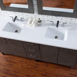 James Martin 850-V72-SOK-3AF Metropolitan 72 Inch Silver Oak Double Vanity with 3 cm Arctic Fall Solid Surface Top