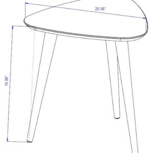 Manhattan Comfort Utopia 19.88" High Triangle End Table With Splayed Wooden Legs in Off White