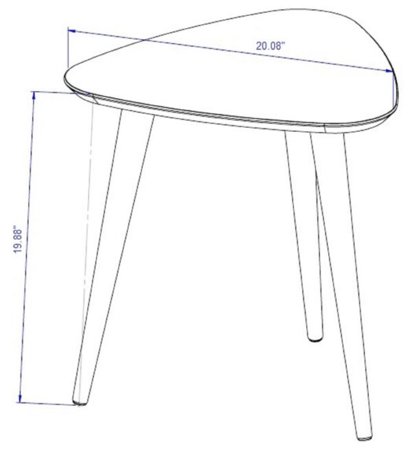 Manhattan Comfort Utopia 19.88" High Triangle End Table With Splayed Wooden Legs in Off White