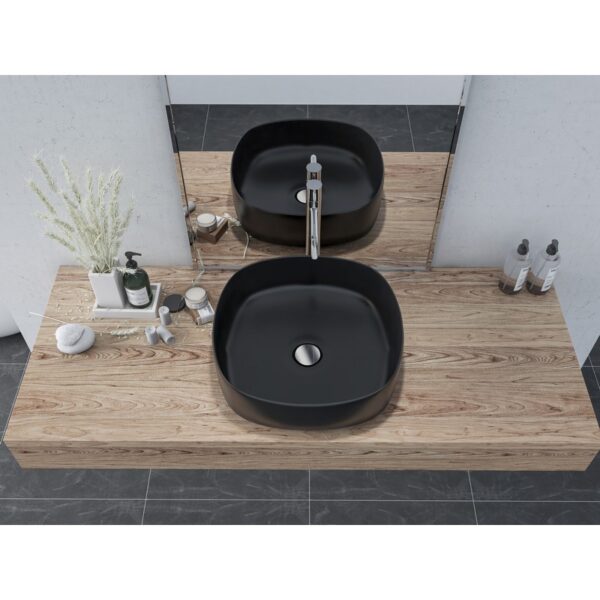 Altair 9005-BAS-BL Zion 16 3/4 Inch Square Ceramic Undermount Bathroom Sink - Black