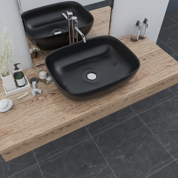 Altair 9007-BAS-BL Tahoe 19 7/8 Inch Oval Ceramic Vessel Bathroom Sink - Black