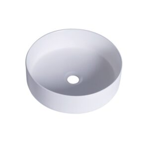 Altair 9009-BAS-WH Sabine 14 1/4 Inch Round Ceramic Vessel Bathroom Sink - White