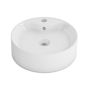 Altair 9012-BAS-WH Timitra 18 1/4 Inch Round Ceramic Vessel Bathroom Sink - White